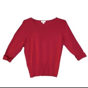 Appleseed’s Size Large 3/4 Sleeve Cuffed Dark Red Women’s Knit Sweater